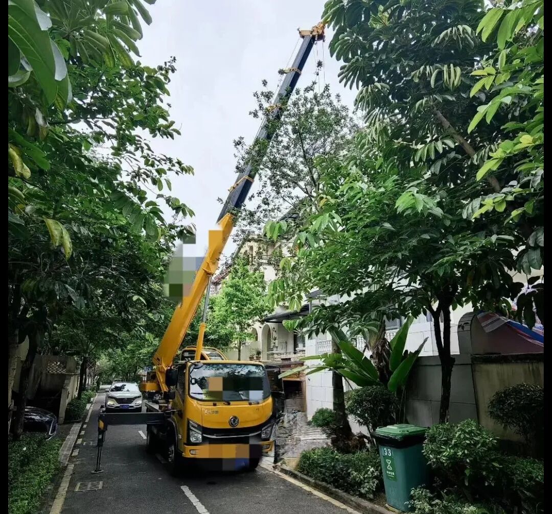 六楼窗口吊空调？窄小路种大树？有这辆“幼钢炮”，施工队再也不愁了